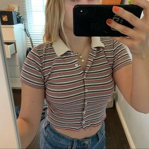 Brandy Melville stripped collared top, brandy top